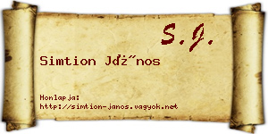 Simtion János névjegykártya